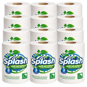Splash Soft on Nature Jumbo 3ply Kitchen Rolls (12 Rolls)