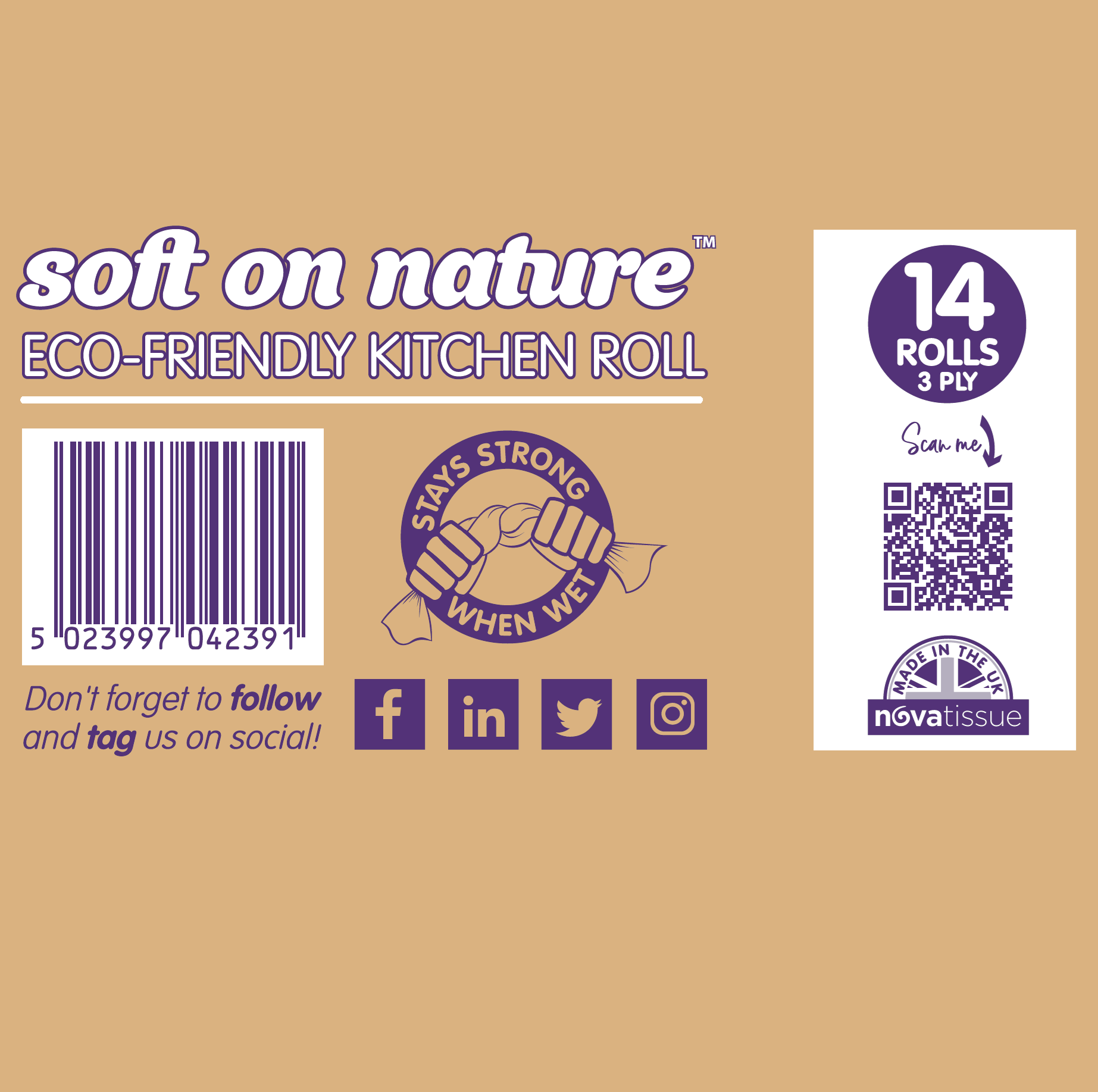 Soft on Nature, 14 Loose 3ply Kitchen Rolls - Image 2