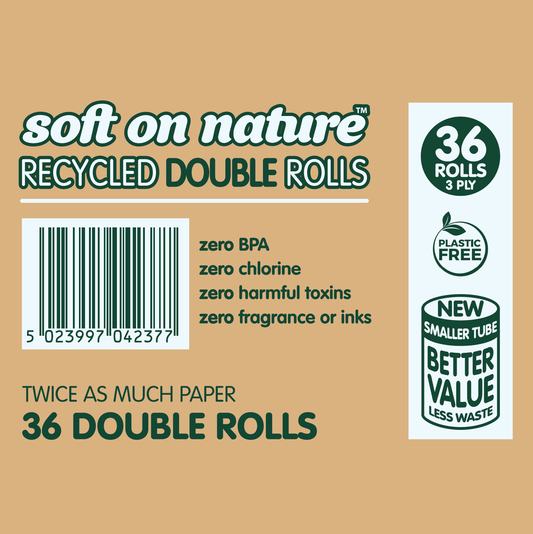 Soft on Nature 3ply Recycled 36 DOUBLE Rolls (Pallet Deal) 30 boxes - Image 2