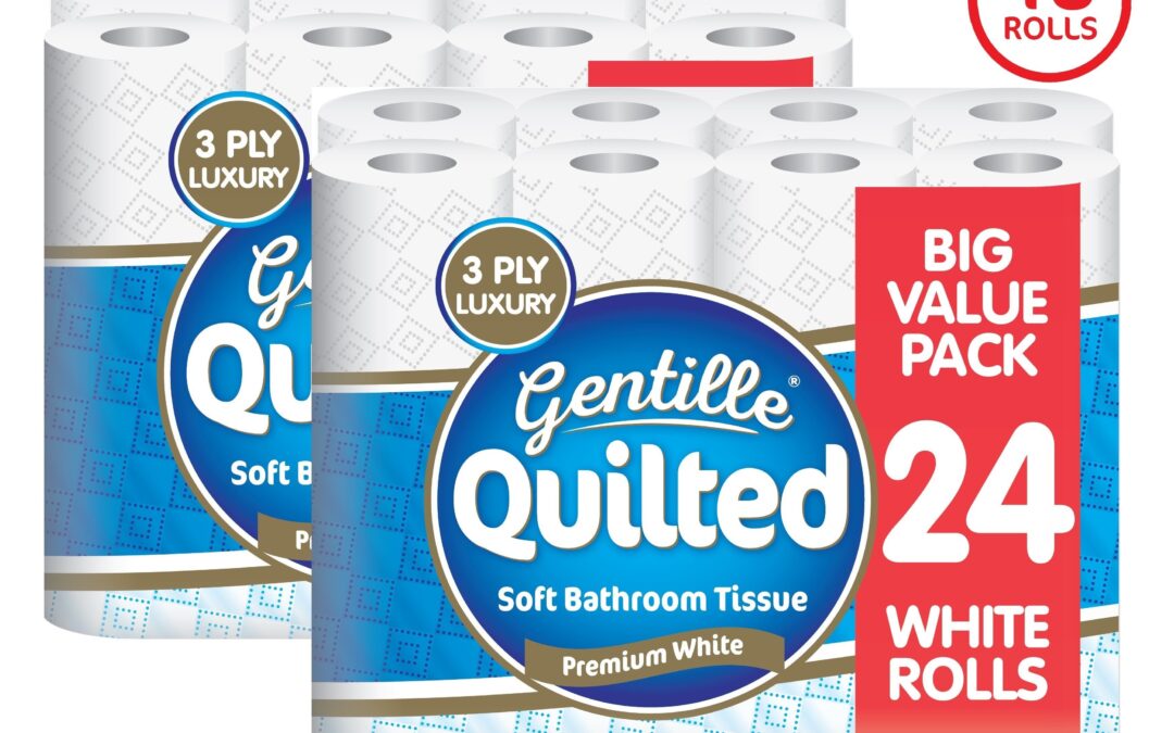 Gentille Quilted 3ply Toilet Rolls – 2 Packs of 24 (48 Rolls)