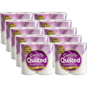 Gentille Quilted 3ply Toilet Rolls - 10 Packs of 4 (40 Rolls)
