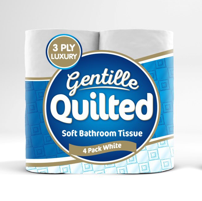 Gentille Quilted 3ply Toilet Rolls – 10 Packs of 4 (40 Rolls)