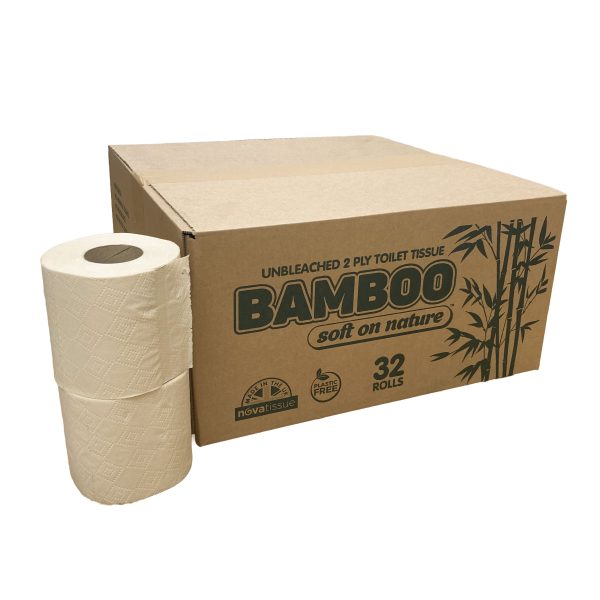 Unbleached 2 Ply Bamboo Toilet Tissue, 32 Rolls
