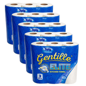 Gentille Elite 3ply Kitchen Rolls - 5 Packs of 3 (15 Rolls)