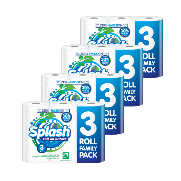 Splash Soft on Nature 3ply Kitchen Rolls - 4 Packs of 3 (12 Rolls)