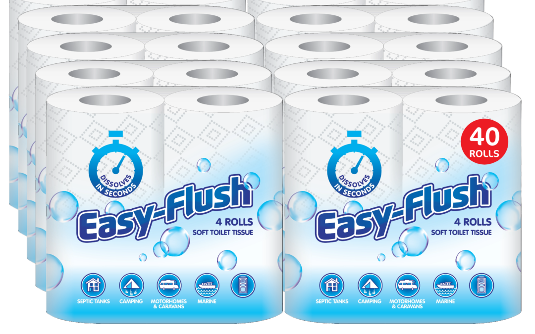 Easy Flush Quick Dissolving Toilet Paper 2ply – 10 Packs of 4 (40 Rolls)