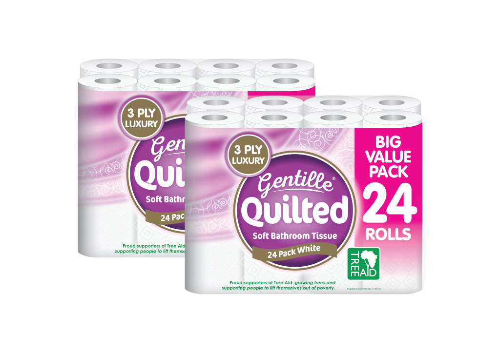 Gentille Quilted 24 Pack 3ply Toilet Roll (Pallet Deal) 96 packs of 24 ...