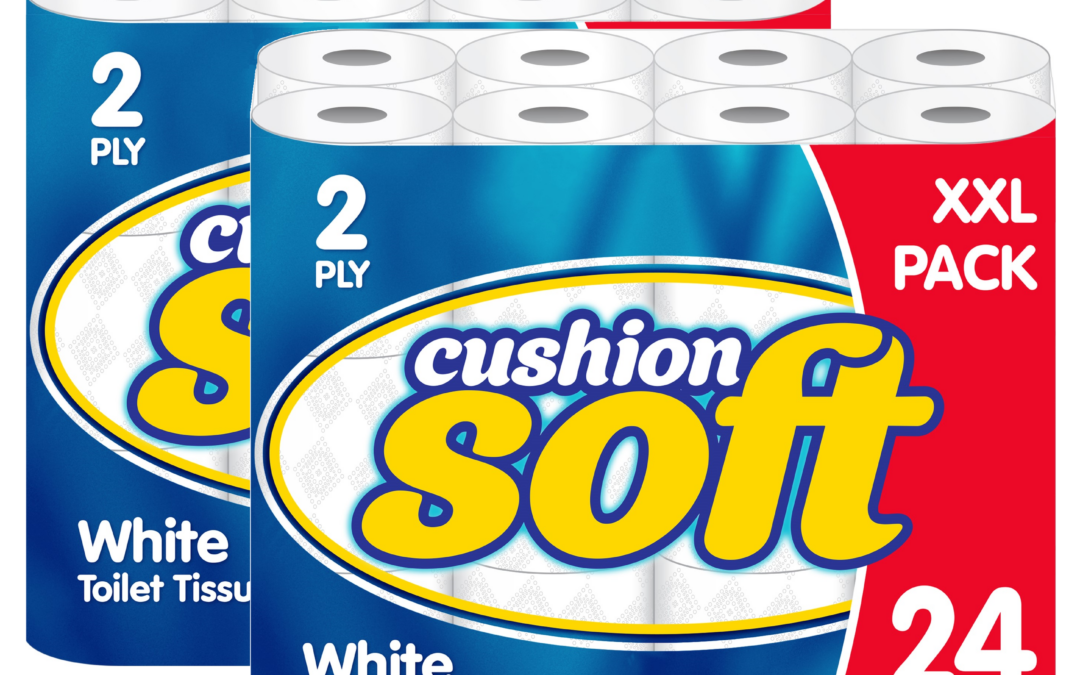 Cushion Soft 2ply Toilet rolls – 2 Packs of 24 (48 Rolls)