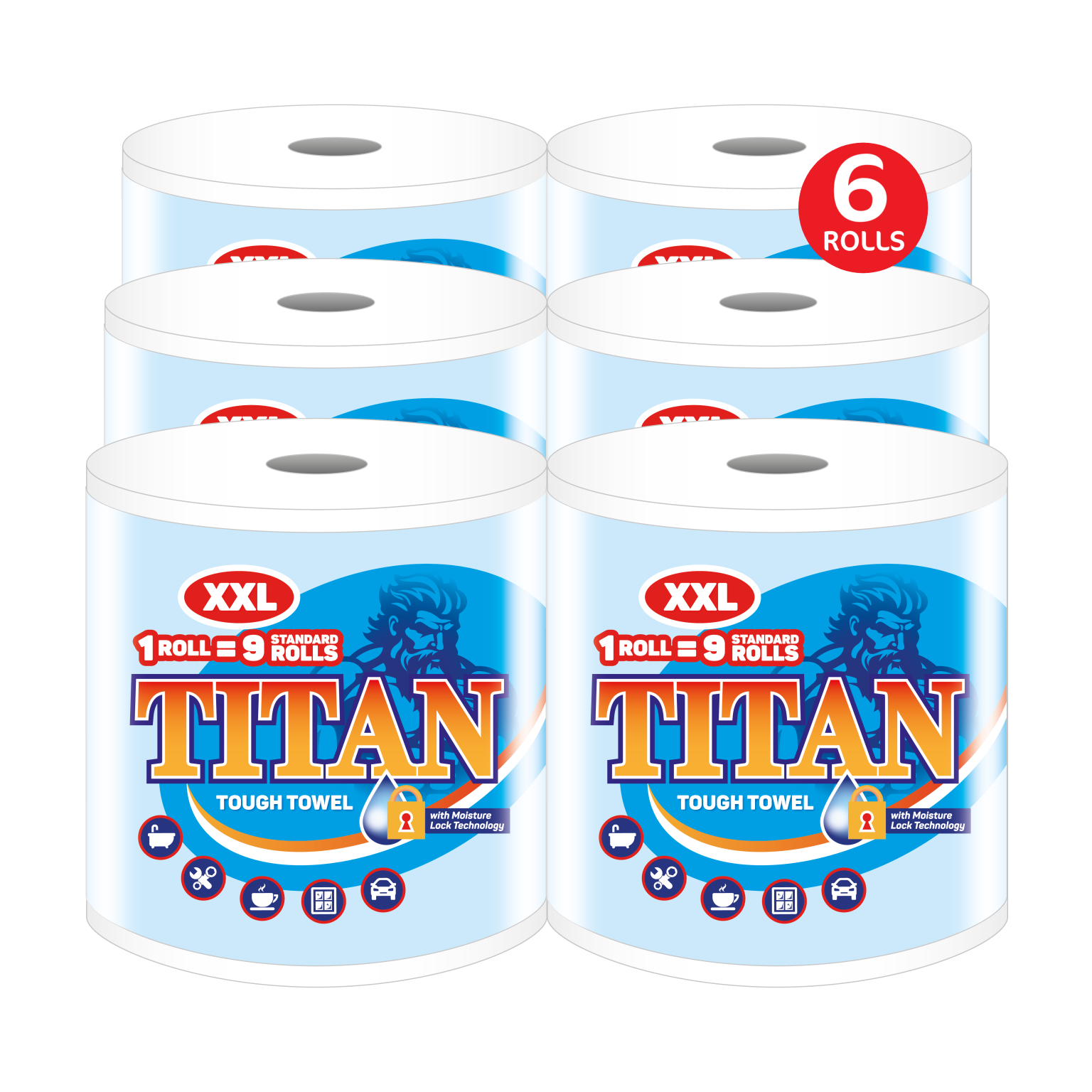 Kitchen Rolls Model Titan XXL 2ply Jumbo Kitchen Rolls (6 Rolls) - Nova Tissue