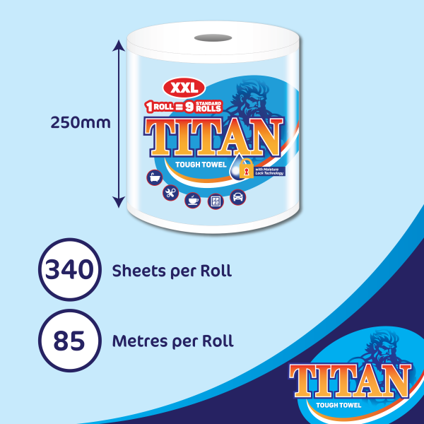 Titan XXL 2ply Jumbo Kitchen Rolls (6 Rolls) - Image 2