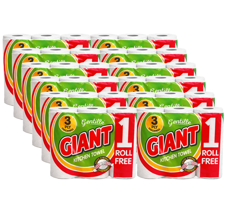 Gentille Giant 3ply Kitchen Rolls - 12 Packs of 3 (36 Rolls, Bulk)