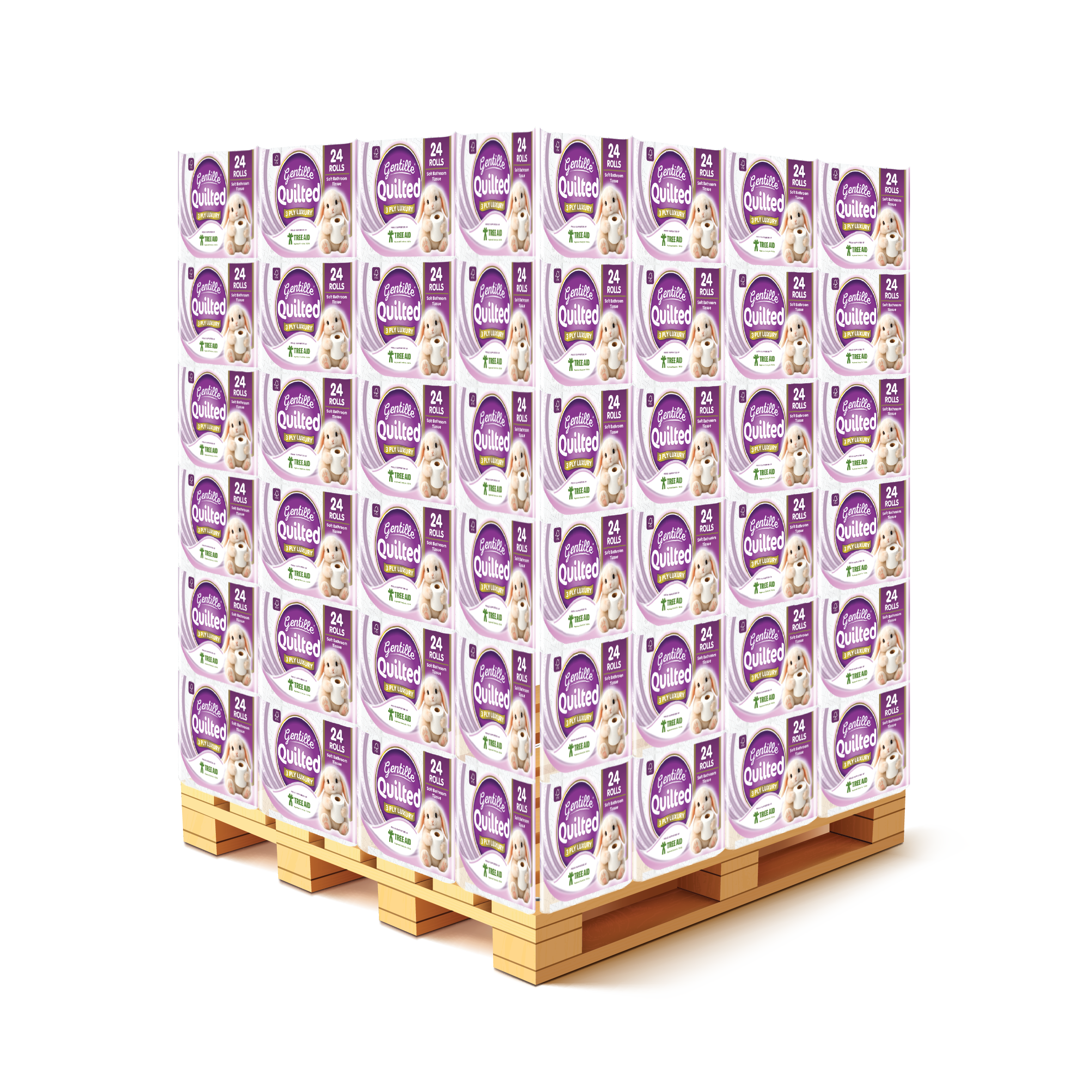 Gentille Quilted 24 Pack 3ply Toilet Roll (Pallet Deal) 114 packs of 24