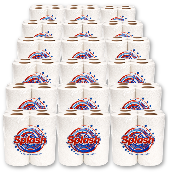 Splash 4 Pack 2ply Kitchen Rolls – 18 Packs of 4 (72 Rolls, Bulk)