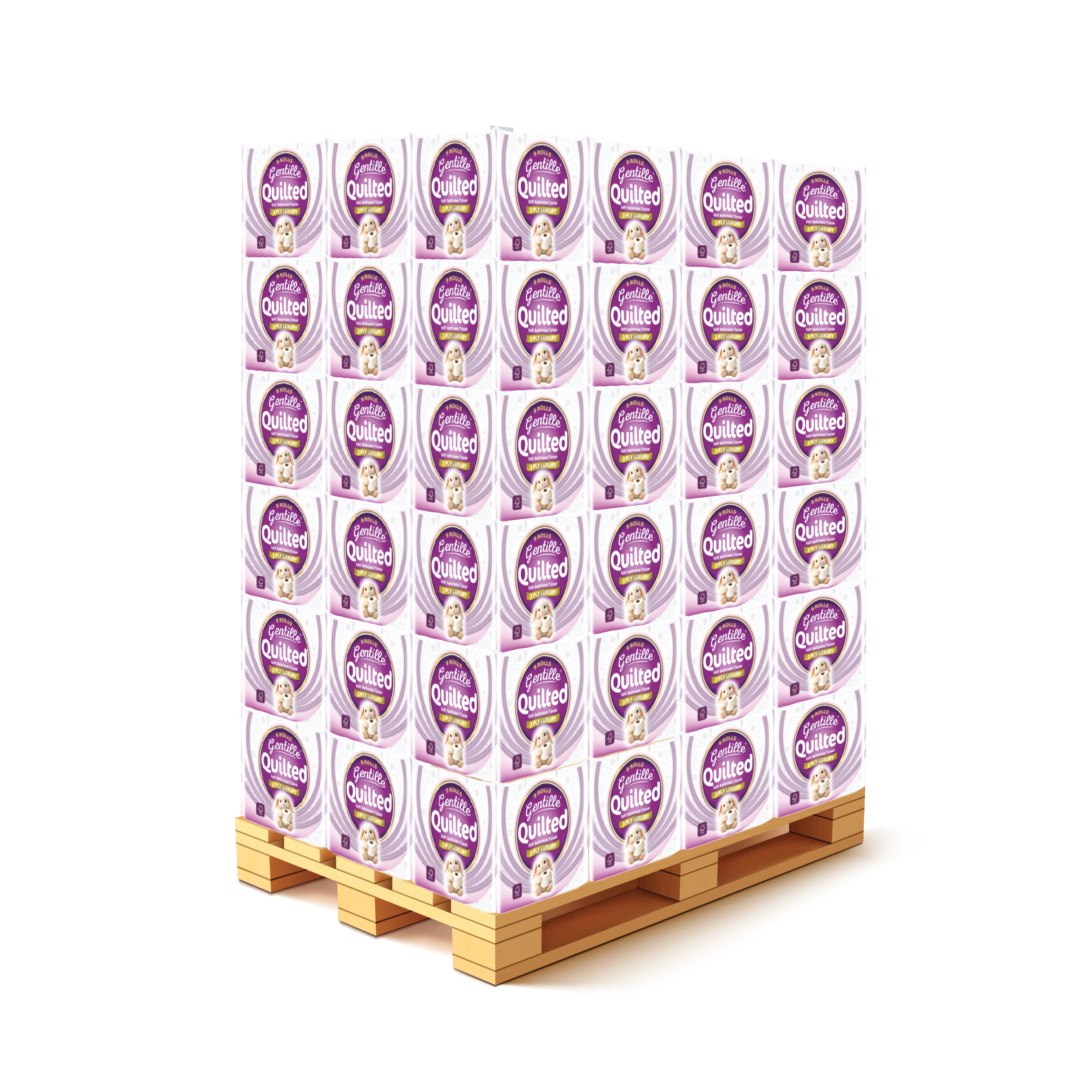 Gentille Quilted 9 Pack 3ply Toilet Roll (Pallet Deal) 240 packs of 9
