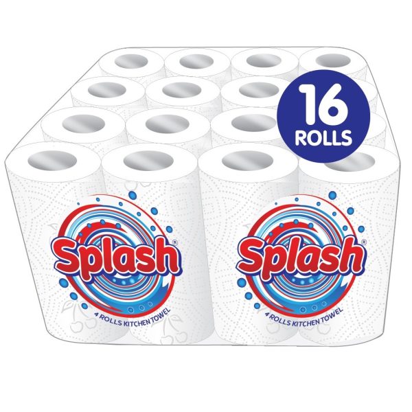Splash 4 Pack 2ply Kitchen Rolls – 4 Packs of 4 (16 Rolls)