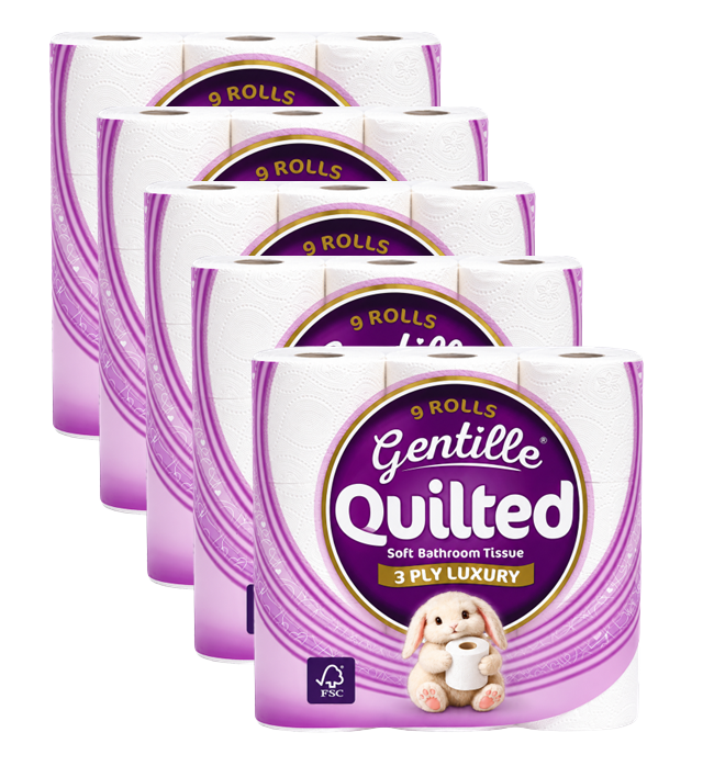 Gentille Quilted 9 Pack 3ply Toilet Roll (Pallet Deal) 240 packs of 9 - Image 4