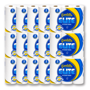 Gentille Elite 3ply Kitchen Rolls - 15 Packs of 3 (45 Rolls, Bulk)