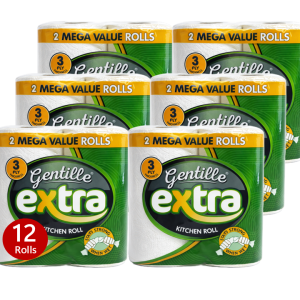 Gentille Extra 3Ply Kitchen Rolls - 6 Packs of 2 (12 Rolls)