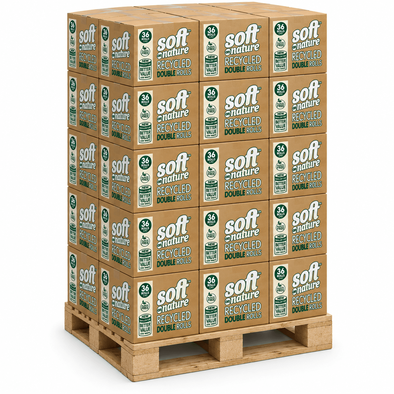 Soft on Nature 3ply Recycled 36 DOUBLE Rolls (Pallet Deal) 30 boxes