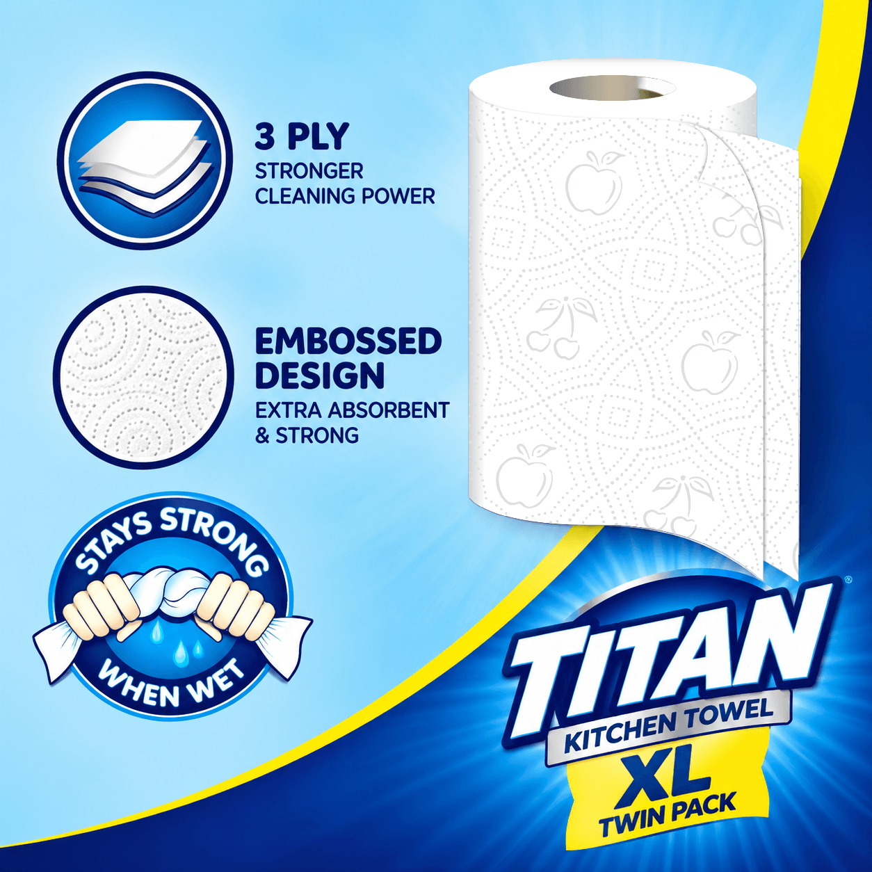 Titan XL 3Ply Kitchen Rolls – 6 Packs of 2 (12 Rolls) - Image 3