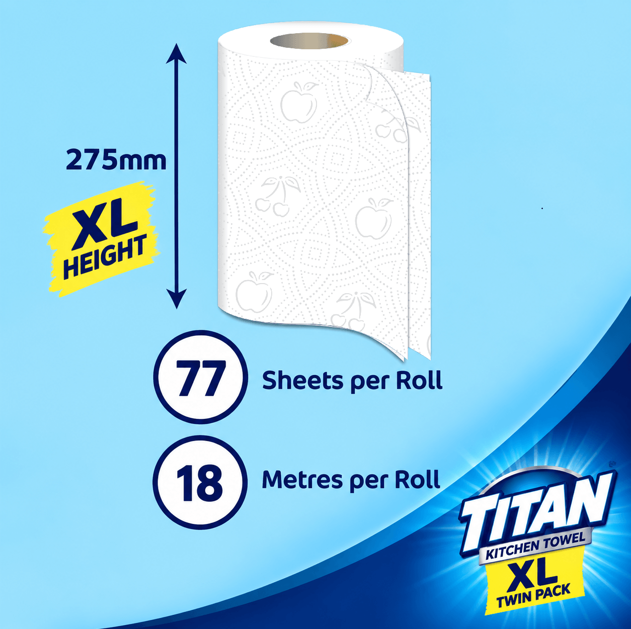 Titan XL 3Ply Kitchen Rolls – 6 Packs of 2 (12 Rolls) - Image 2