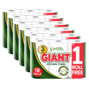 Gentille Giant 3ply Kitchen Rolls - 6 Packs of 3 (18 Rolls)