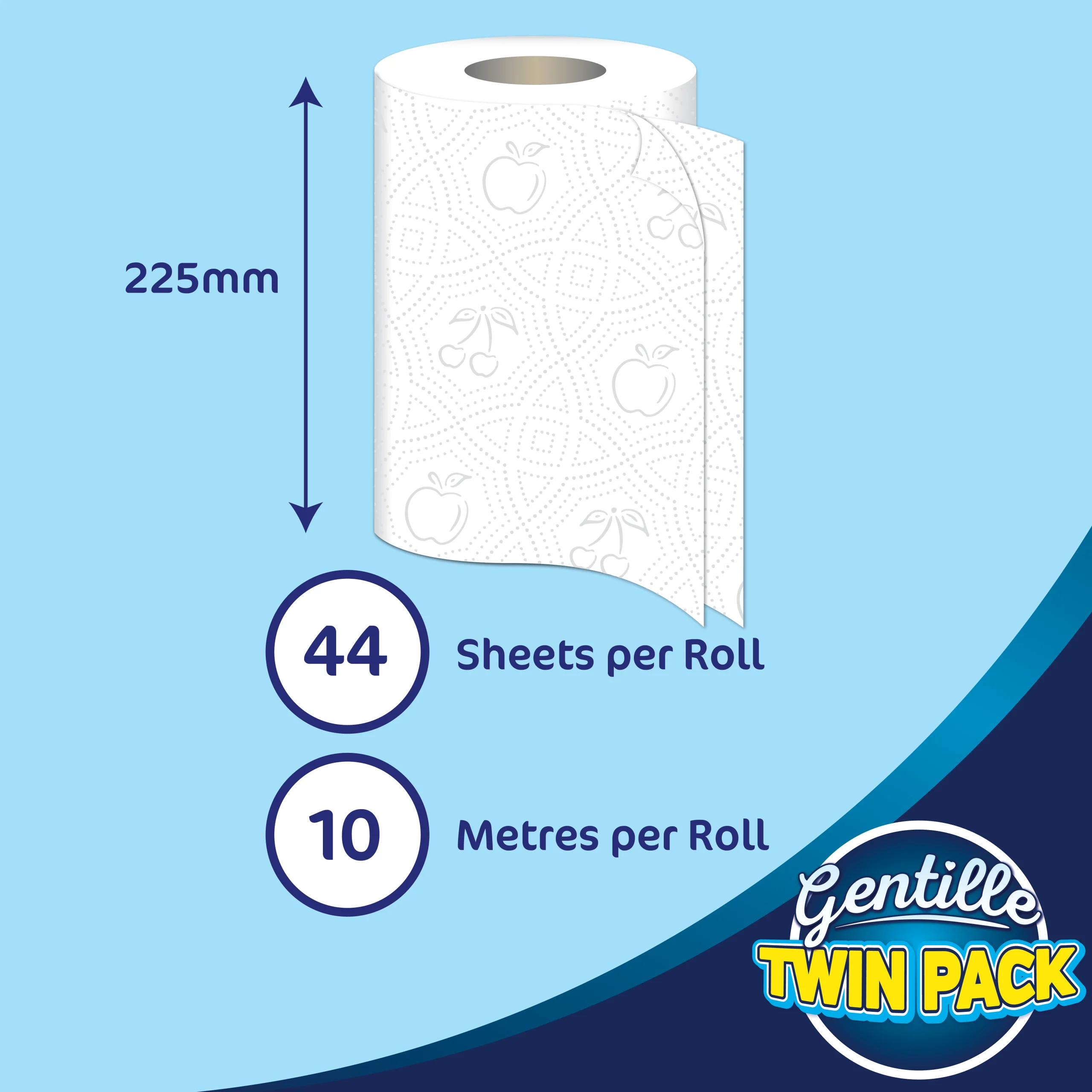Gentille Twin Pack 3ply Kitchen Rolls - 12 Packs of 2 (24 Rolls) - Image 2
