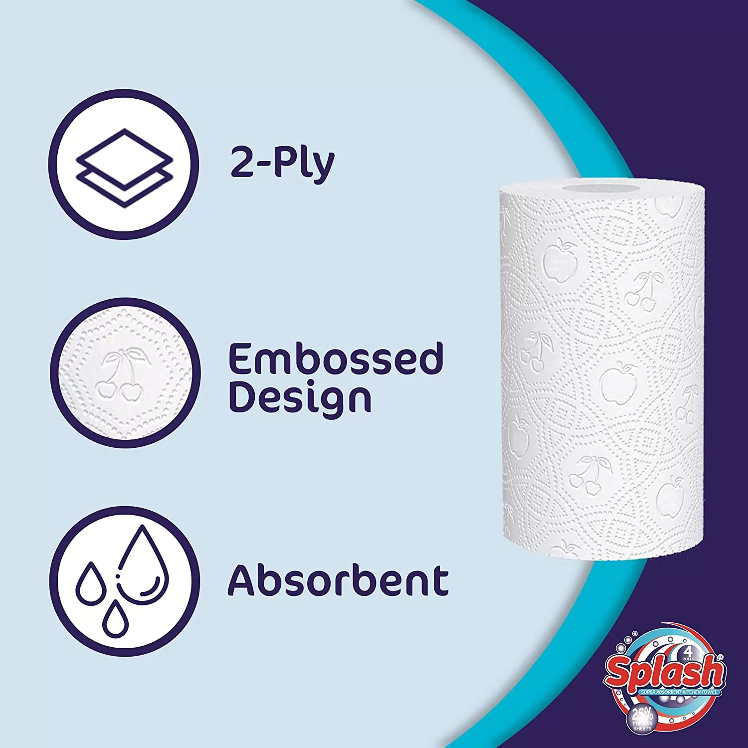 Splash 4 Pack, 24 Kitchen Rolls