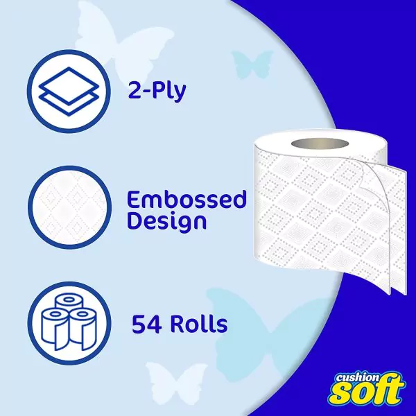 Cushion Soft 2ply Toilet rolls - 3 Packs of 18 (54 Rolls) - Image 2