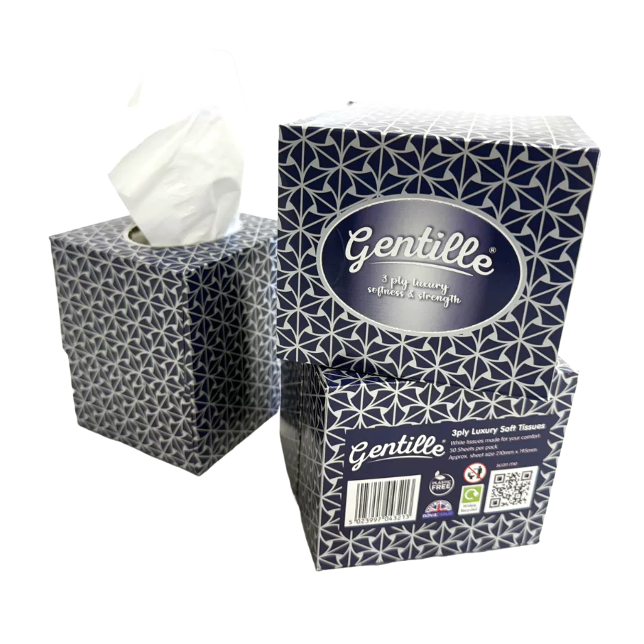 Gentille 3ply Facial Tissues - 24 Cube Boxes (50 sheets each)