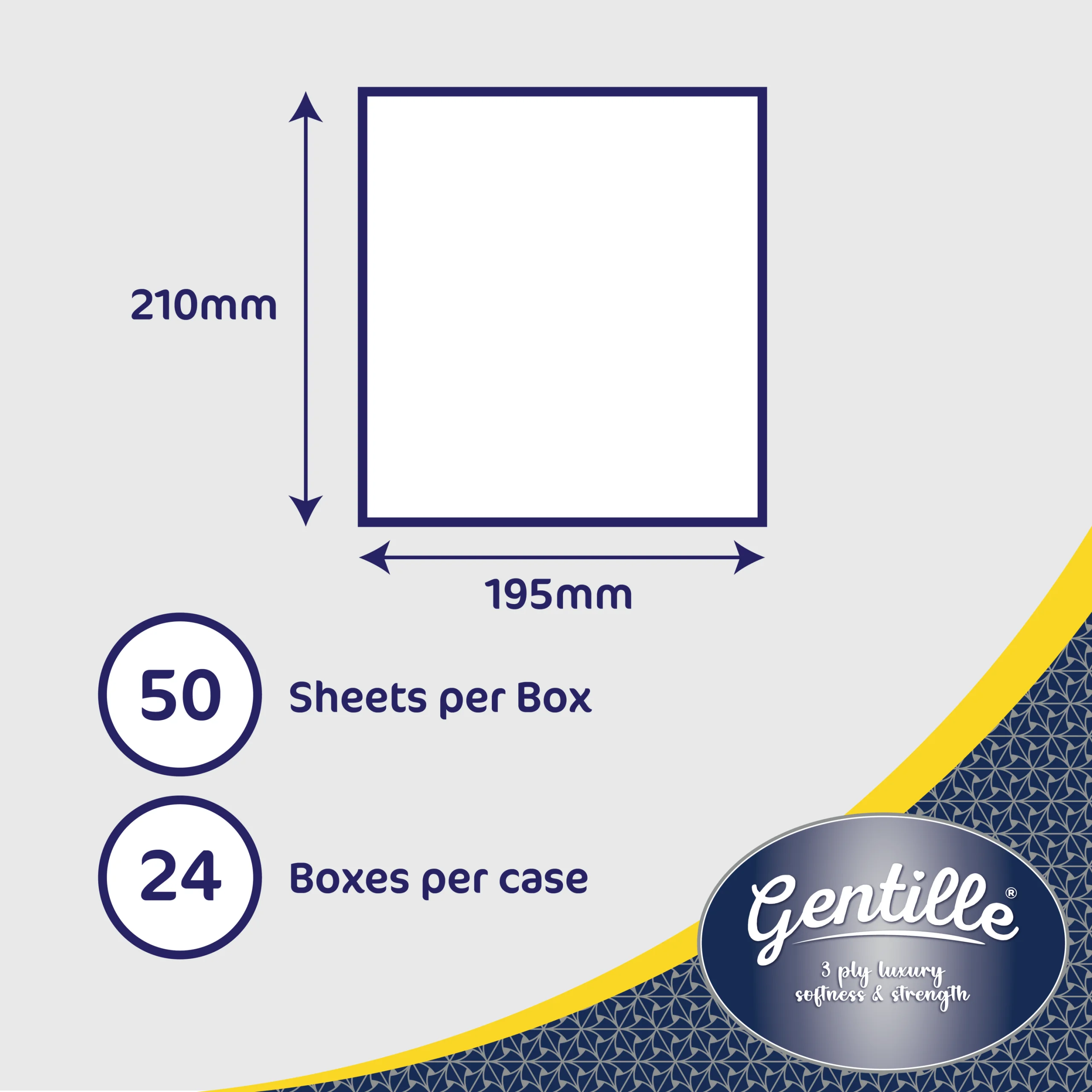 Gentille 3ply Facial Tissues - 24 Cube Boxes (50 sheets each) - Image 2