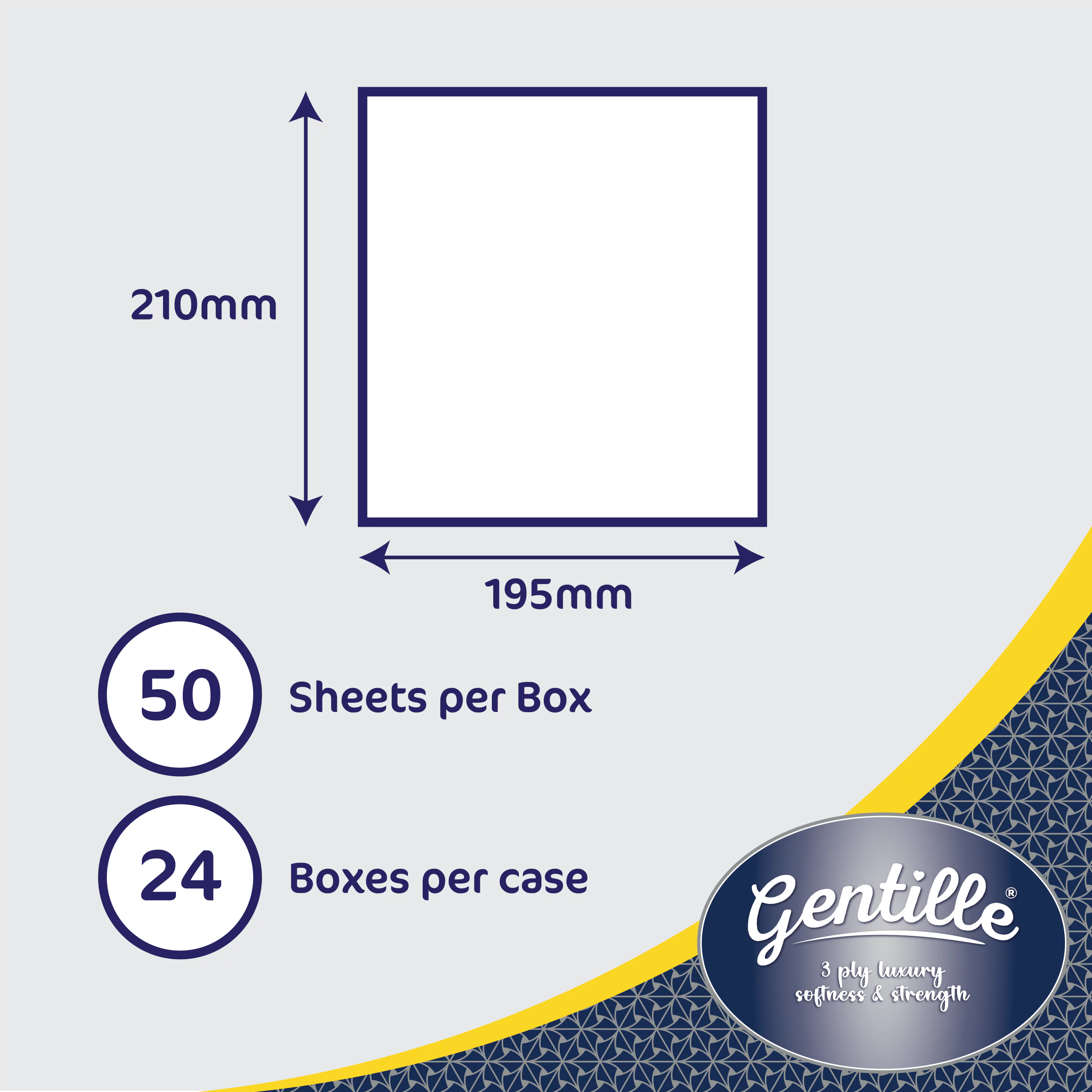 Gentille 3ply Facial Tissues - 24 Cube Boxes (50 sheets each) - Image 2
