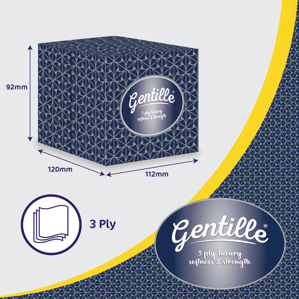 Gentille 3ply Facial Tissues - 24 Cube Boxes (50 sheets each) - Image 3