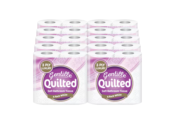 Gentille Quilted 3ply Toilet Rolls - 10 Packs of 4 (40 Rolls)