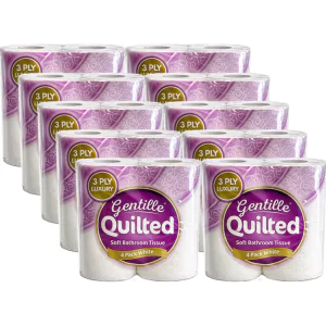 Gentille Quilted 3ply Toilet Rolls - 10 Packs of 4 (40 Rolls)