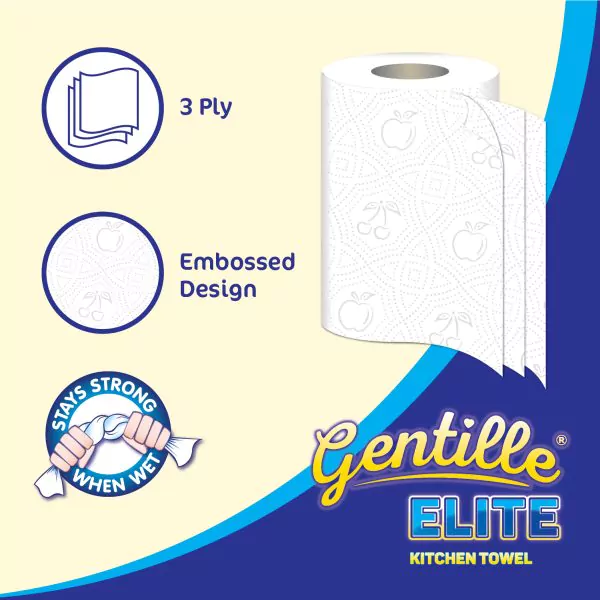 Gentille Elite 3 Pack, 15 Kitchen Rolls
