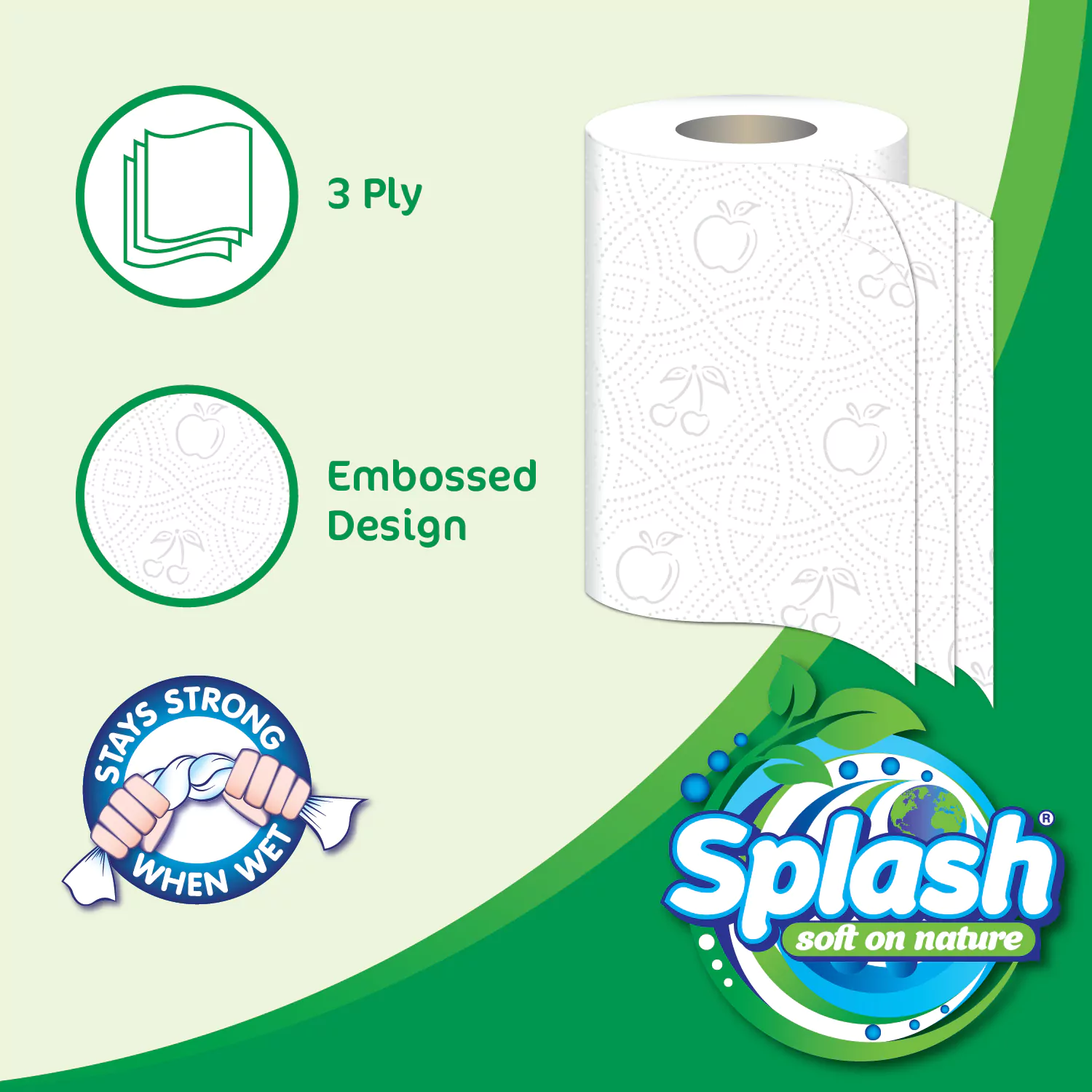 Splash Soft on Nature 3 pack, 12 Kitchen Rolls