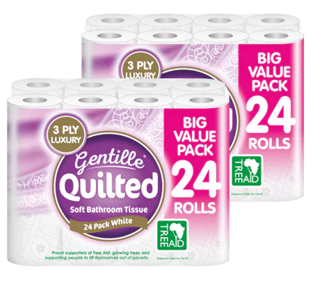 Gentille Quilted 24 Pack 3ply Toilet Roll (Pallet Deal) 114 packs of 24 - Image 2