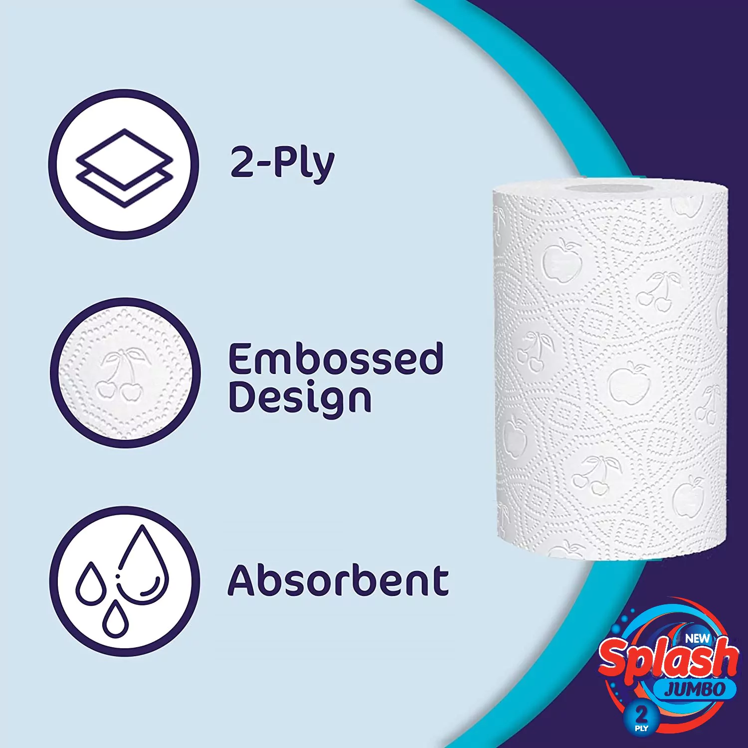 Splash Jumbo 2ply Kitchen Rolls (12 Rolls) - Image 2