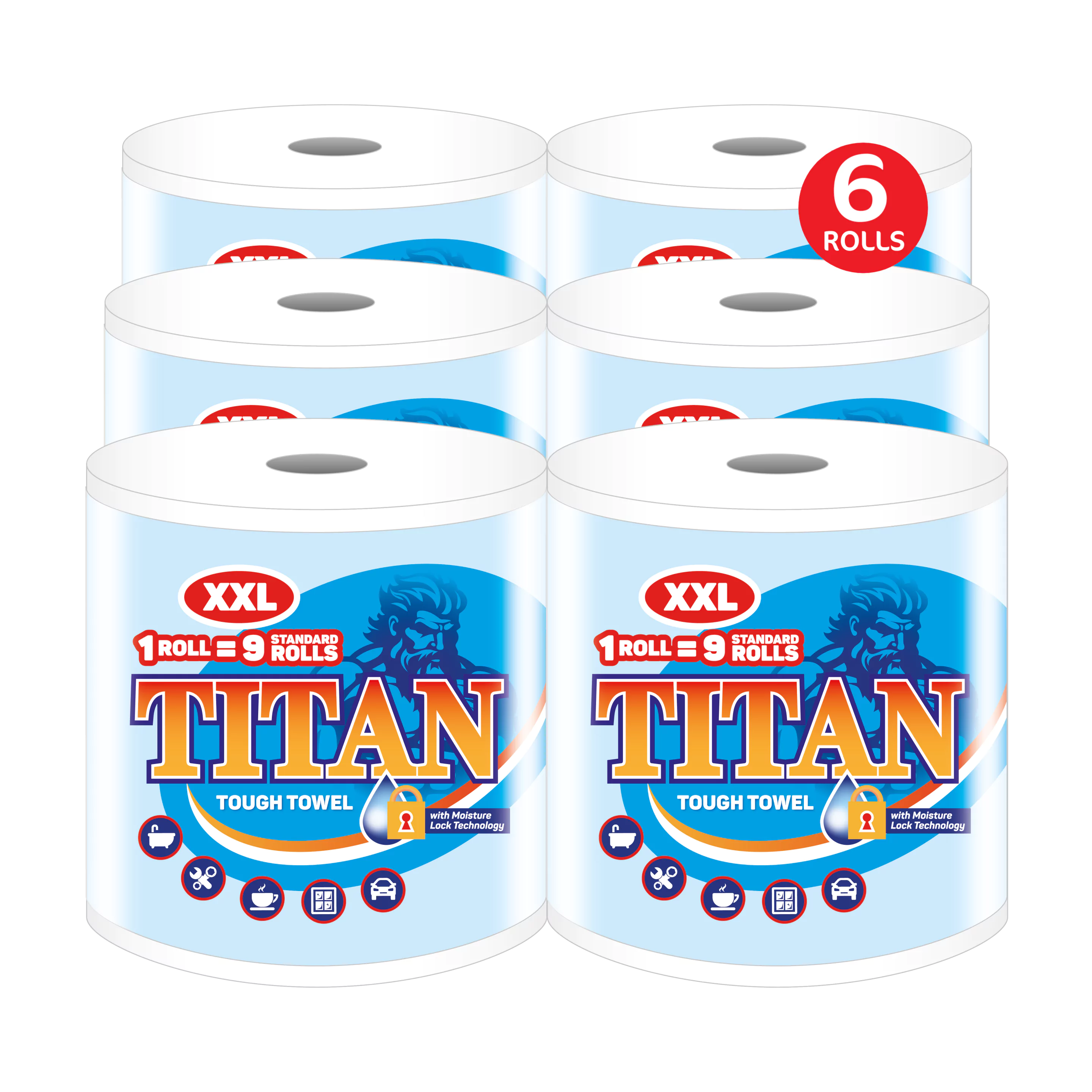 Titan XXL 2ply Jumbo Kitchen Rolls (6 Rolls)