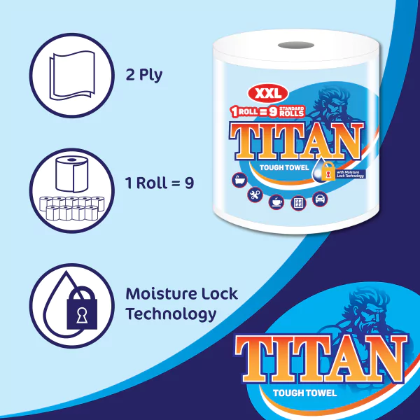 Titan XXL 2ply Jumbo Kitchen Rolls (6 Rolls) - Image 3