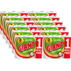 Gentille Giant 3ply Kitchen Rolls - 12 Packs of 3 (36 Rolls, Bulk)