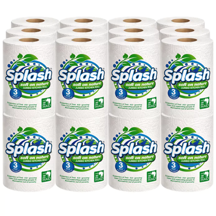 Splash Soft on Nature Jumbo 3ply Kitchen Rolls (24 Rolls, Bulk)