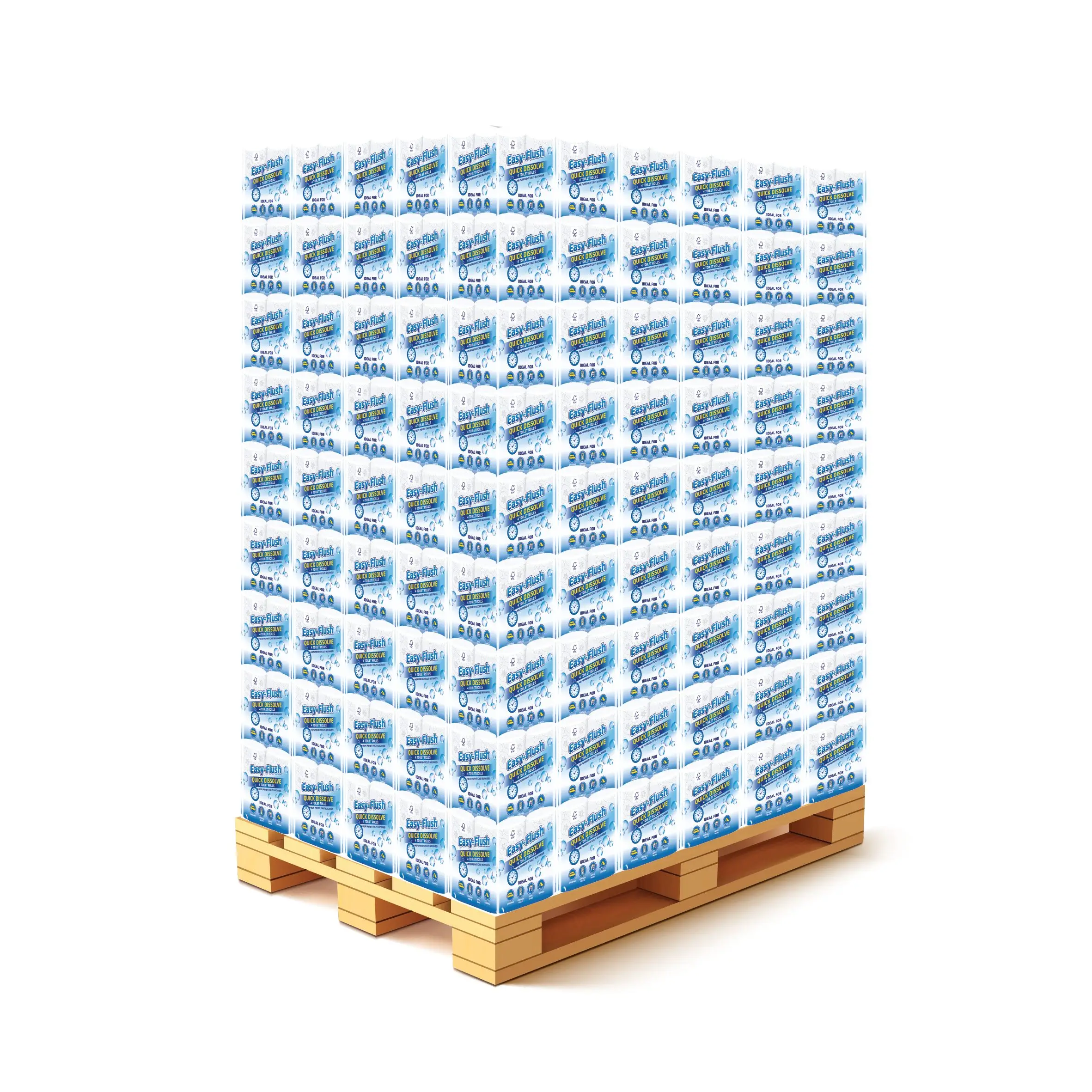 Easy Flush Quick Dissolving Toilet Rolls (Pallet Deal) 600 packs of 4
