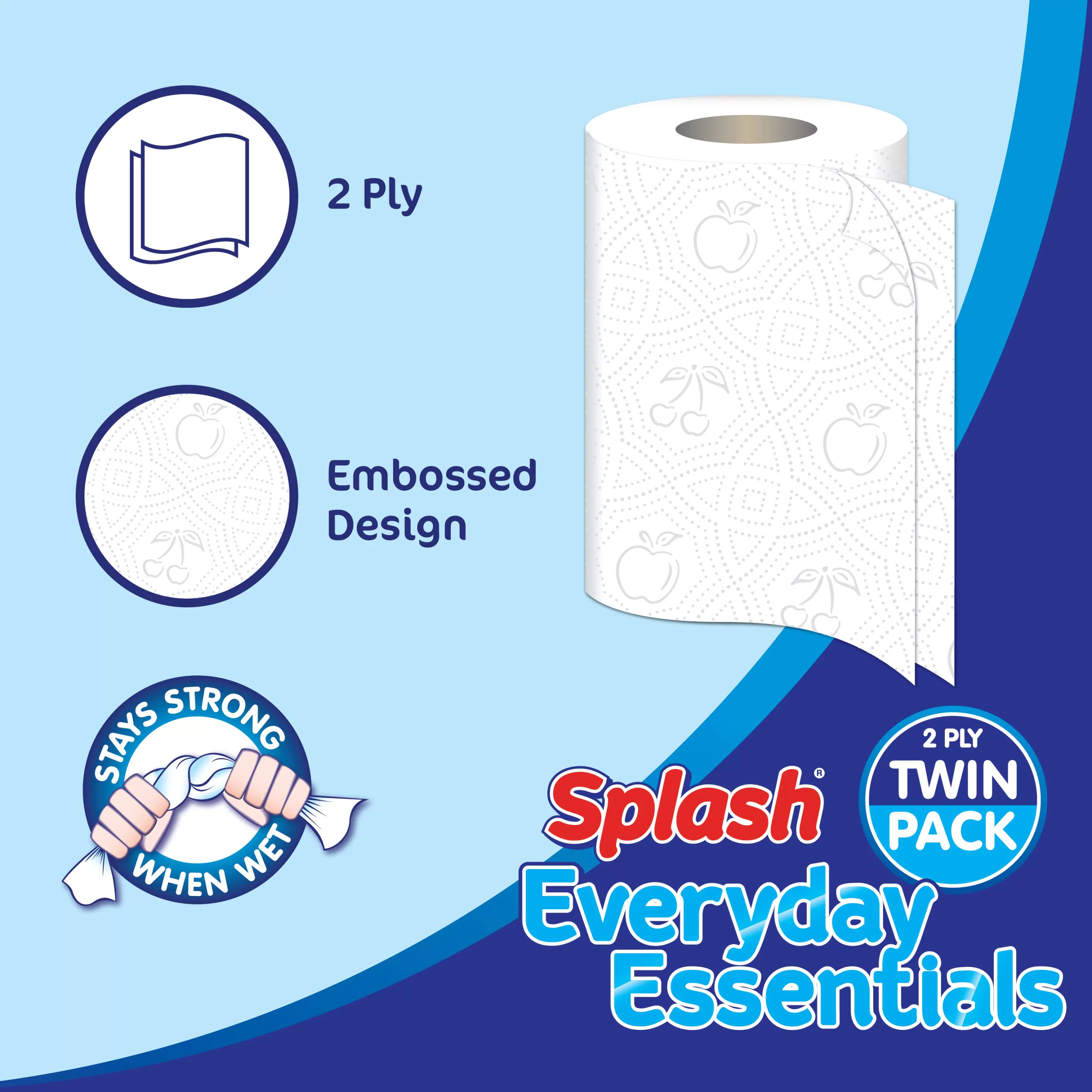 Splash Jumbo Everyday Essential Kitchen Rolls - 10 Packs of 2 (20 Rolls) - Image 2