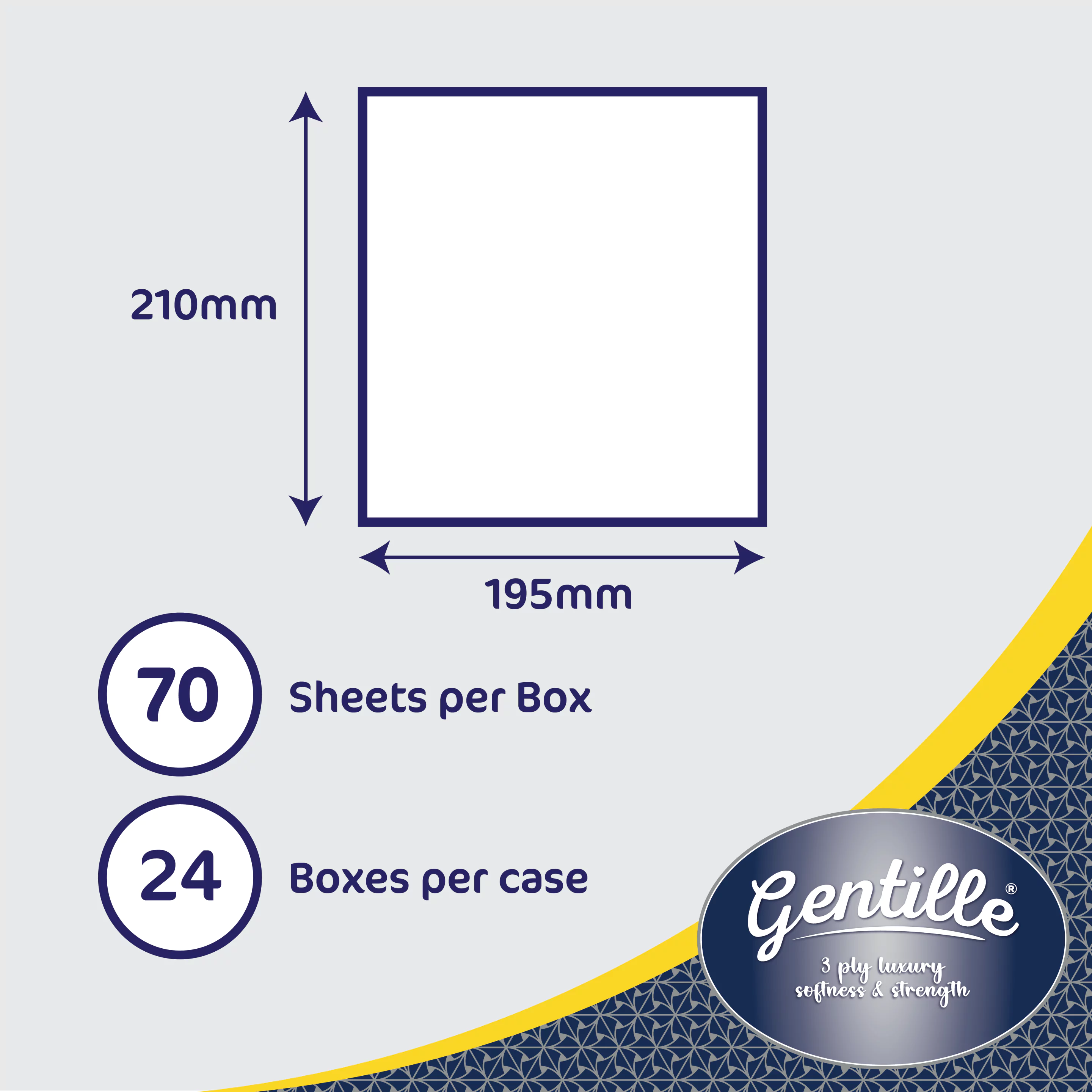 Gentille 3ply Facial Tissues - 24 Regular Boxes (70 sheets each) - Image 2