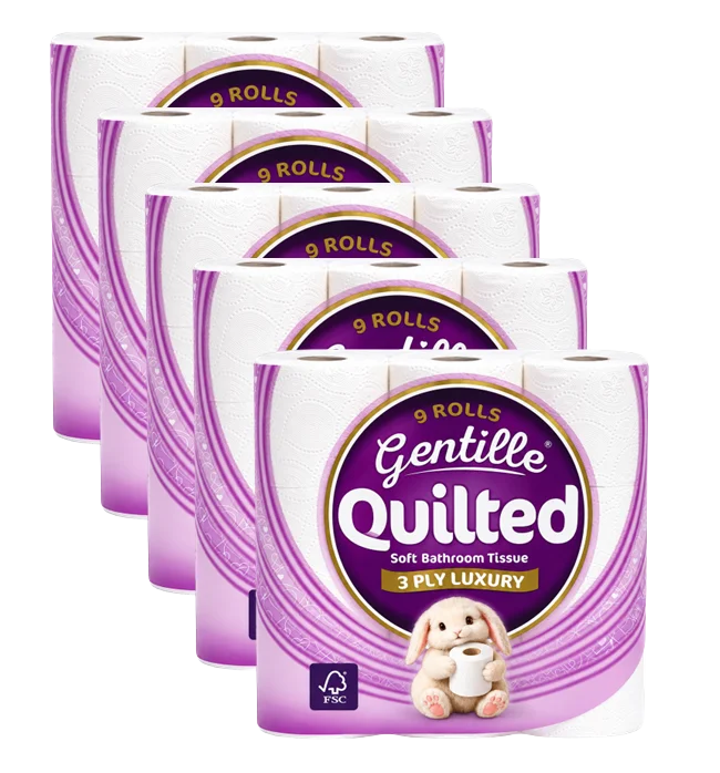 Gentille Quilted 9 Pack 3ply Toilet Roll (Pallet Deal) 240 packs of 9 - Image 4