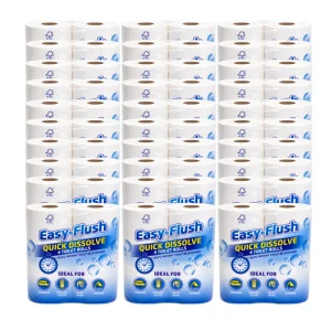 Easy Flush Quick Dissolving Toilet Rolls - 30 packs of 4 (120 Rolls, Bulk)