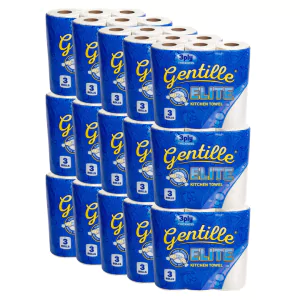 Gentille Elite 3ply Kitchen Rolls - 15 Packs of 3 (45 Rolls, Bulk)