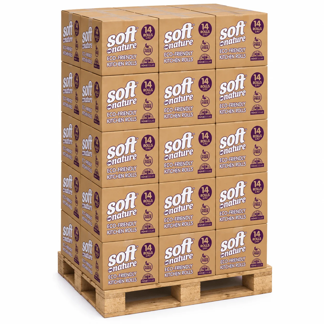 Soft on Nature, 14 Loose 3ply Kitchen Rolls (Pallet Deal) 30 boxes